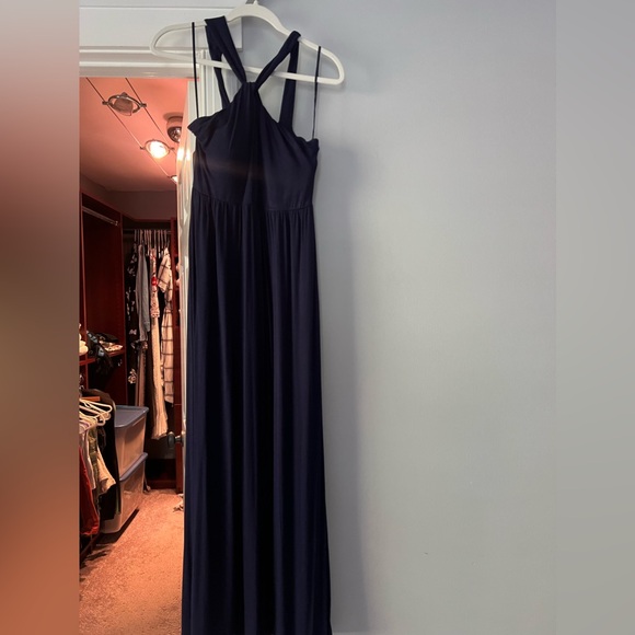 Soma halter neck navy dress with built-in bra, size medium. - Picture 1 of 2